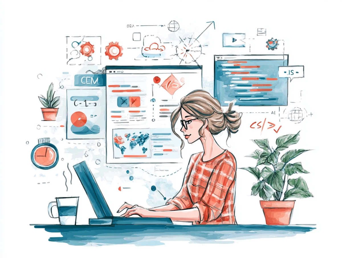 Desarrollador trabajando con código personalizado para sitio web profesional