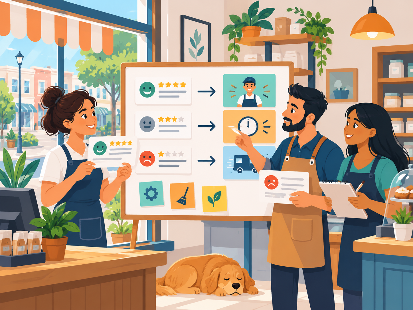 Equipo de negocio local convierte patrones de reseñas en mejoras de servicio
