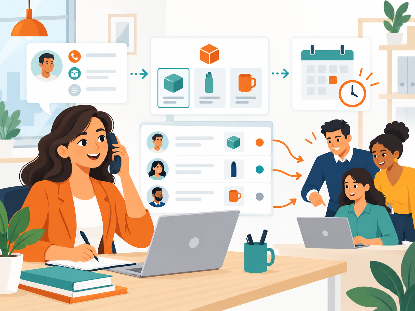 Equipo comercial organiza mensajes, productos y seguimiento para responder leads con claridad